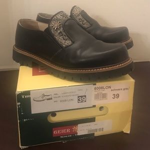 Geier Wally Black Leather Shoes Size 39